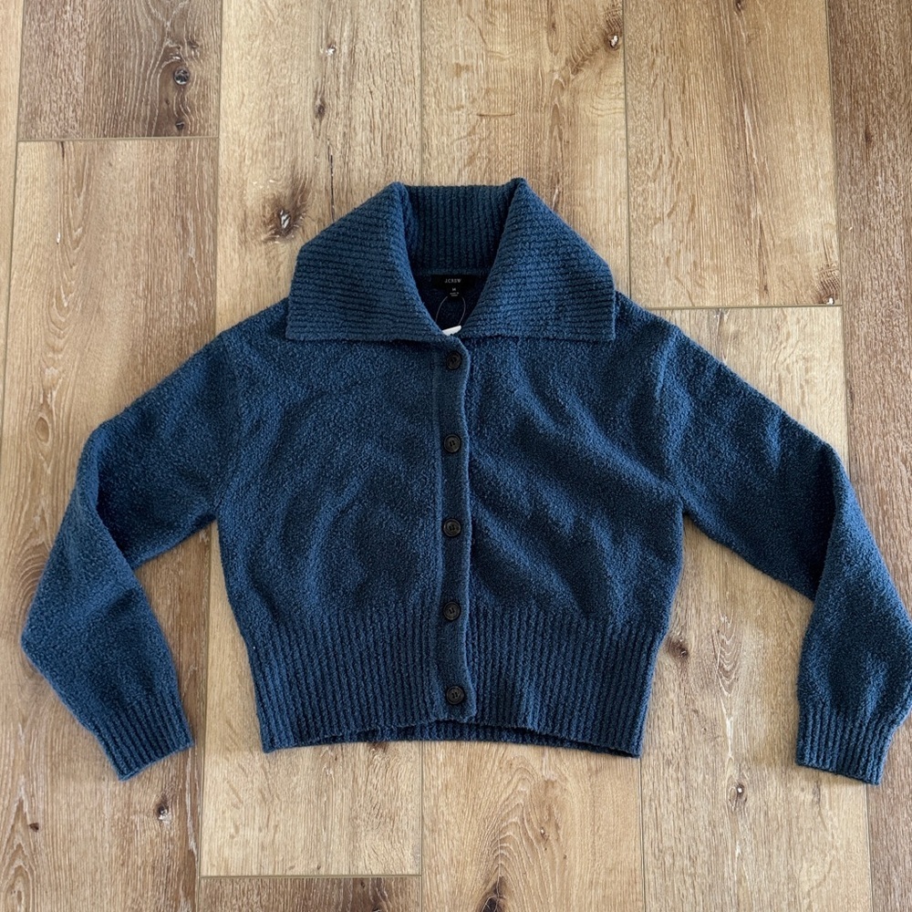 J. Crew | Navy Button-Front Collared Knit Cardigan | NWT | size M
